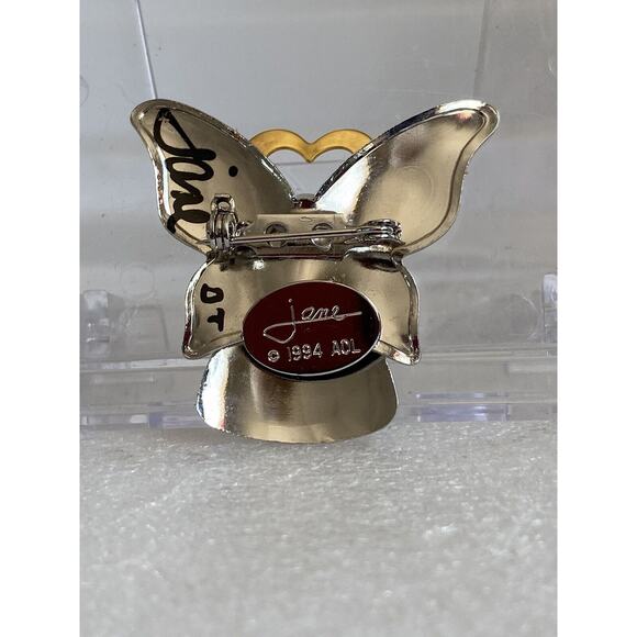Jane Vtg AOL Angel of Love Pin Brooch Pearl Head Silver Over Brass Signed 1994 - Picture 9 of 10